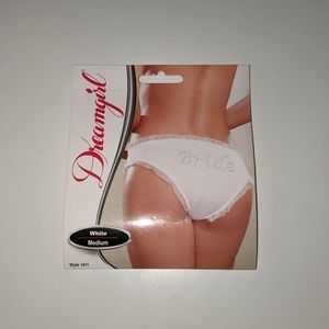 Dreamgirl White Microfiber cheeky panty with Rhinestones